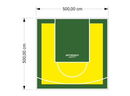 25M2/500X500CM ŻÓŁTO-ZIELONE BOISKO DO KOSZYKÓWKI SPEEDSPORT HEXA POWER PRO