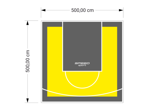 25M2/500X500CM ŻÓŁTO-GRAFITOWE BOISKO DO KOSZYKÓWKI SPEEDSPORT HEXA POWER PRO