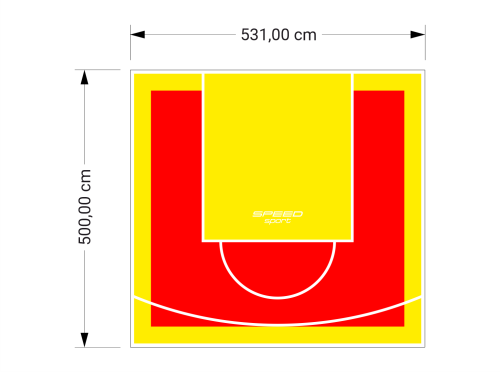 27M2/500X531CM CZERWONO-ŻÓŁTE BOISKO DO KOSZYKÓWKI SPEEDSPORT HEXA POWER PRO