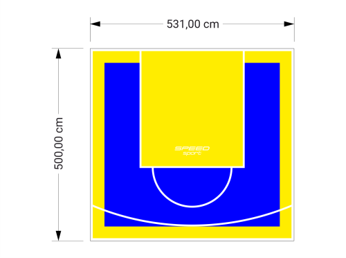 27M2/500X531CM NIEBIESKO-ŻÓŁTE BOISKO DO KOSZYKÓWKI SPEEDSPORT HEXA POWER PRO