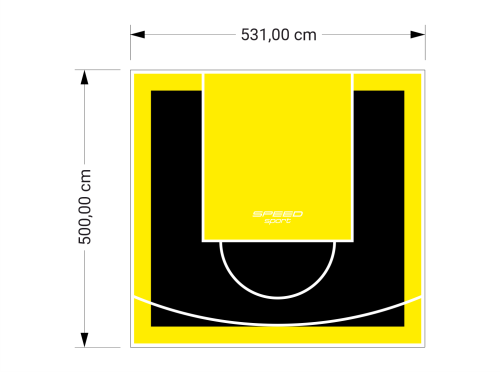 27M2/500X531CM CZARNO-ŻÓŁTE BOISKO DO KOSZYKÓWKI SPEEDSPORT HEXA POWER PRO
