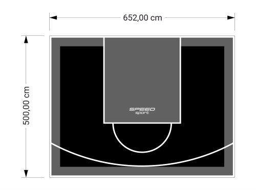 33M2/500X652CM CZARNO-GRAFITOWE BOISKO DO KOSZYKÓWKI SPEEDSPORT HEXA POWER PRO