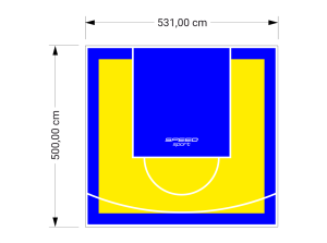 27M2/500X531CM ŻÓŁTO-NIEBIESKIE BOISKO DO KOSZYKÓWKI SPEEDSPORT HEXA POWER PRO