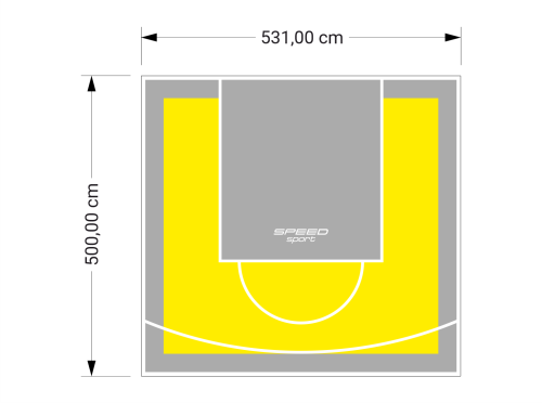 27M2/500X531CM ŻÓŁTO-SZARE BOISKO DO KOSZYKÓWKI SPEEDSPORT HEXA POWER PRO