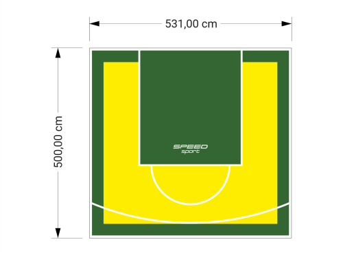 27M2/500X531CM ŻÓŁTO-ZIELONE BOISKO DO KOSZYKÓWKI SPEEDSPORT HEXA POWER PRO