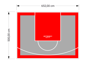 33M2/500X652CM SZARO-CZERWONE BOISKO DO KOSZYKÓWKI SPEEDSPORT HEXA POWER PRO