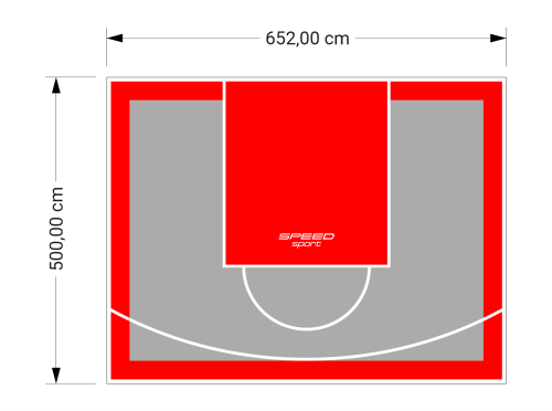 33M2/500X652CM SZARO-CZERWONE BOISKO DO KOSZYKÓWKI SPEEDSPORT HEXA POWER PRO