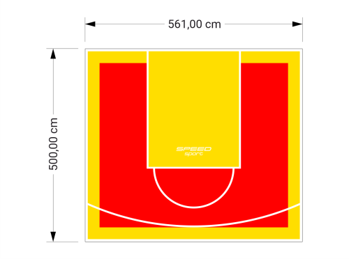 28M2/500X561CM CZERWONO-ŻÓŁTE BOISKO DO KOSZYKÓWKI SPEEDSPORT HEXA POWER PRO
