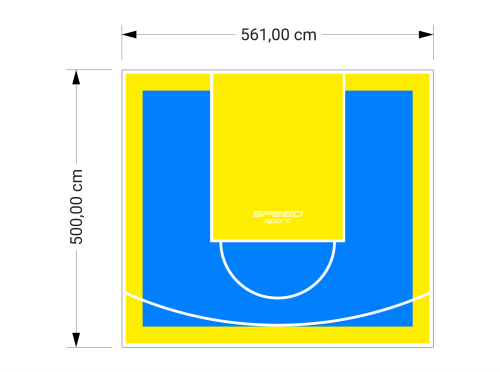 28M2/500X561CM BŁĘKITNO-ŻÓŁTE BOISKO DO KOSZYKÓWKI SPEEDSPORT HEXA POWER PRO