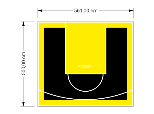 28M2/500X561CM CZARNO-ŻÓŁTE BOISKO DO KOSZYKÓWKI SPEEDSPORT HEXA POWER PRO