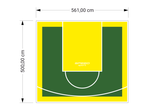 28M2/500X561CM ZIELONO-ŻÓŁTE BOISKO DO KOSZYKÓWKI SPEEDSPORT HEXA POWER PRO