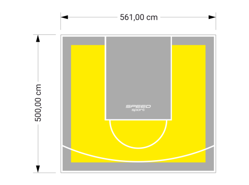 28M2/500X561CM ŻÓŁTO-SZARE BOISKO DO KOSZYKÓWKI SPEEDSPORT HEXA POWER PRO