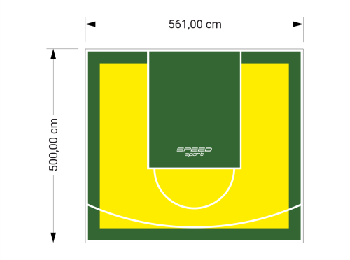 28M2/500X561CM ŻÓŁTO-ZIELONE BOISKO DO KOSZYKÓWKI SPEEDSPORT HEXA POWER PRO
