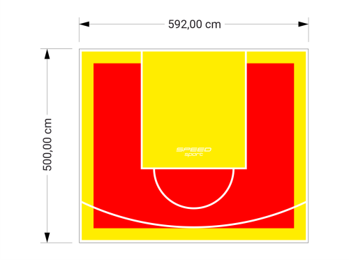 30M2/500X592CM CZERWONO-ŻÓŁTE BOISKO DO KOSZYKÓWKI SPEEDSPORT HEXA POWER PRO