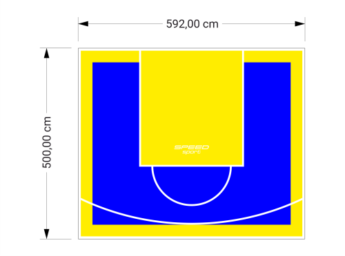 30M2/500X592CM NIEBIESKO-ŻÓŁTE BOISKO DO KOSZYKÓWKI SPEEDSPORT HEXA POWER PRO