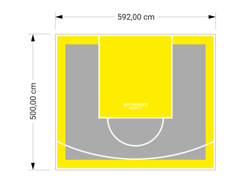 30M2/500X592CM SZARO-ŻÓŁTE BOISKO DO KOSZYKÓWKI SPEEDSPORT HEXA POWER PRO