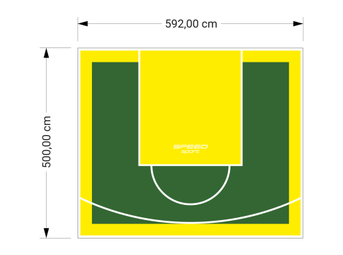 30M2/500X592CM ZIELONO-ŻÓŁTE BOISKO DO KOSZYKÓWKI SPEEDSPORT HEXA POWER PRO