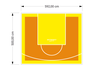 30M2/500X592CM POMARAŃCZOWO-ŻÓŁTE BOISKO DO KOSZYKÓWKI SPEEDSPORT HEXA POWER PRO