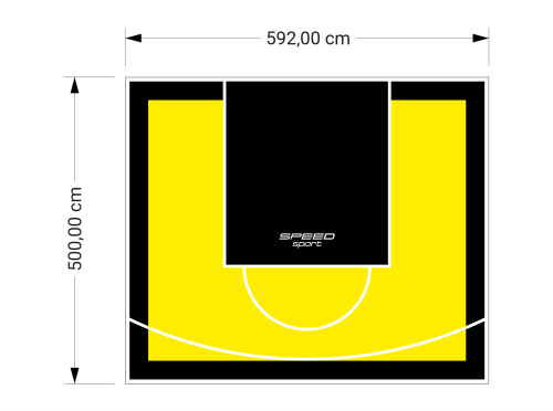 30M2/500X592CM ŻÓŁTO-CZARNE BOISKO DO KOSZYKÓWKI SPEEDSPORT HEXA POWER PRO