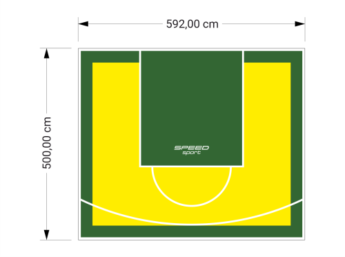 30M2/500X592CM ŻÓŁTO-ZIELONE BOISKO DO KOSZYKÓWKI SPEEDSPORT HEXA POWER PRO