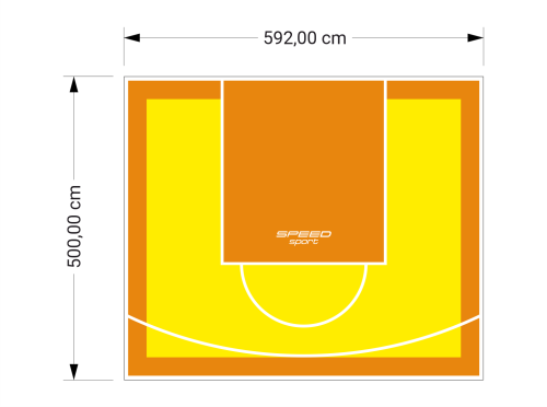 30M2/500X592CM ŻÓŁTO-POMARAŃCZOWE BOISKO DO KOSZYKÓWKI SPEEDSPORT HEXA POWER PRO