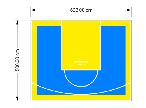 31M2/500X622CM BŁĘKITNO-ŻÓŁTE BOISKO DO KOSZYKÓWKI SPEEDSPORT HEXA POWER PRO