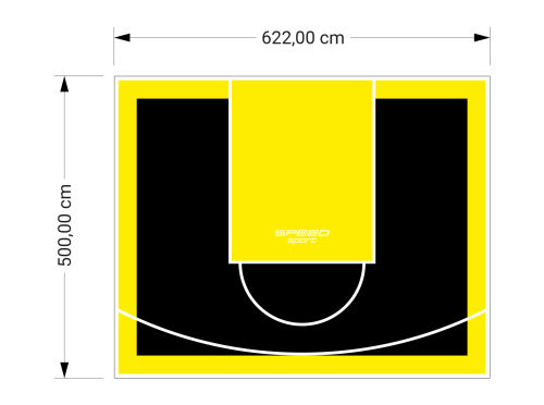 31M2/500X622CM CZARNO-ŻÓŁTE BOISKO DO KOSZYKÓWKI SPEEDSPORT HEXA POWER PRO