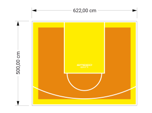31M2/500X622CM POMARAŃCZOWO-ŻÓŁTE BOISKO DO KOSZYKÓWKI SPEEDSPORT HEXA POWER PRO