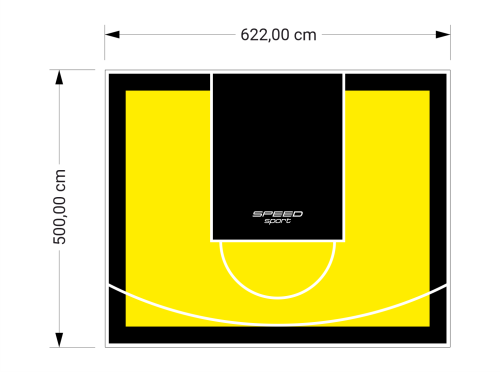 31M2/500X622CM ŻÓŁTO-CZARNE BOISKO DO KOSZYKÓWKI SPEEDSPORT HEXA POWER PRO