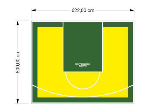 31M2/500X622CM ŻÓŁTO-ZIELONE BOISKO DO KOSZYKÓWKI SPEEDSPORT HEXA POWER PRO