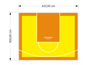 31M2/500X622CM ŻÓŁTO-POMARAŃCZOWE BOISKO DO KOSZYKÓWKI SPEEDSPORT HEXA POWER PRO