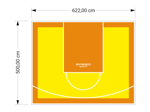 31M2/500X622CM ŻÓŁTO-POMARAŃCZOWE BOISKO DO KOSZYKÓWKI SPEEDSPORT HEXA POWER PRO