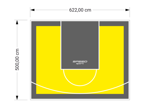 31M2/500X622CM ŻÓŁTO-GRAFITOWE BOISKO DO KOSZYKÓWKI SPEEDSPORT HEXA POWER PRO