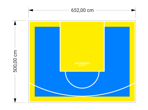 33M2/500X652CM BŁĘKITNO-ŻÓŁTE BOISKO DO KOSZYKÓWKI SPEEDSPORT HEXA POWER PRO