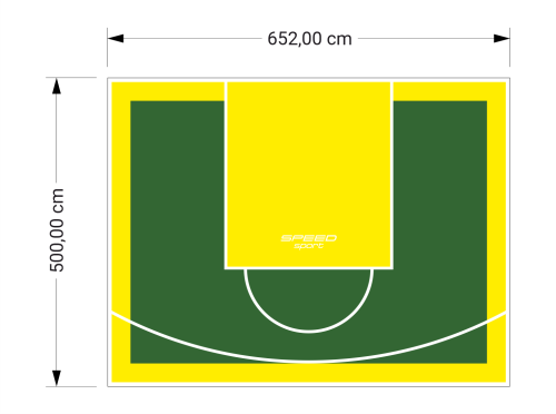 33M2/500X652CM ZIELONO-ŻÓŁTE BOISKO DO KOSZYKÓWKI SPEEDSPORT HEXA POWER PRO