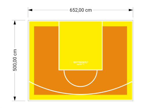 33M2/500X652CM POMARAŃCZOWO-ŻÓŁTE BOISKO DO KOSZYKÓWKI SPEEDSPORT HEXA POWER PRO