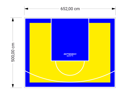 33M2/500X652CM ŻÓŁTO-NIEBIESKIE BOISKO DO KOSZYKÓWKI SPEEDSPORT HEXA POWER PRO