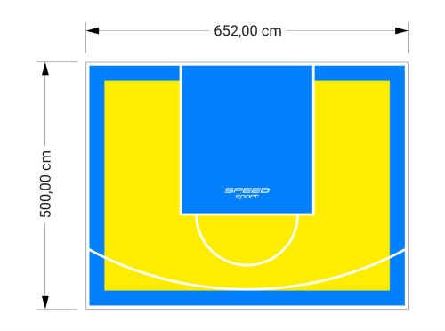33M2/500X652CM ŻÓŁTO-BŁĘKITNE BOISKO DO KOSZYKÓWKI SPEEDSPORT HEXA POWER PRO