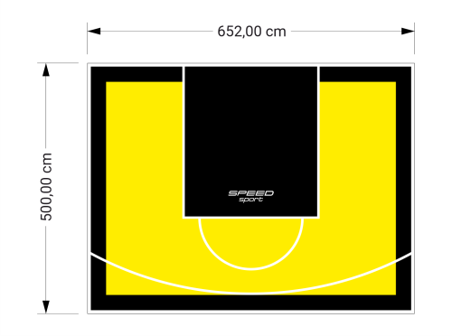 33M2/500X652CM ŻÓŁTO-CZARNE BOISKO DO KOSZYKÓWKI SPEEDSPORT HEXA POWER PRO