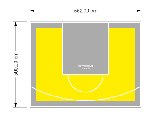 33M2/500X652CM ŻÓŁTO-SZARE BOISKO DO KOSZYKÓWKI SPEEDSPORT HEXA POWER PRO
