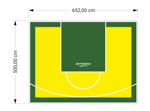 33M2/500X652CM ŻÓŁTO-ZIELONE BOISKO DO KOSZYKÓWKI SPEEDSPORT HEXA POWER PRO