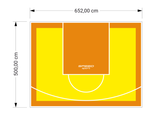 33M2/500X652CM ŻÓŁTO-POMARAŃCZOWE BOISKO DO KOSZYKÓWKI SPEEDSPORT HEXA POWER PRO