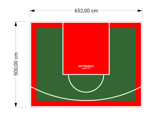 33M2/500X652CM ZIELONO-CZERWONE BOISKO DO KOSZYKÓWKI SPEEDSPORT HEXA POWER PRO