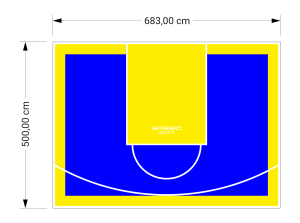 34M2/500X683CM NIEBIESKO-ŻÓŁTE BOISKO DO KOSZYKÓWKI SPEEDSPORT HEXA POWER PRO