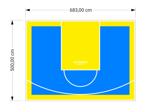 34M2/500X683CM BŁĘKITNO-ŻÓŁTE BOISKO DO KOSZYKÓWKI SPEEDSPORT HEXA POWER PRO