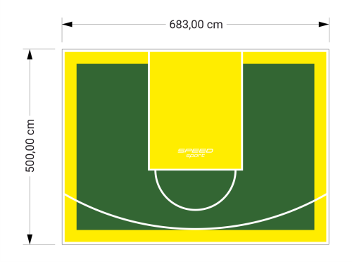 34M2/500X683CM ZIELONO-ŻÓŁTE BOISKO DO KOSZYKÓWKI SPEEDSPORT HEXA POWER PRO