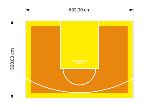 34M2/500X683CM POMARAŃCZOWO-ŻÓŁTE BOISKO DO KOSZYKÓWKI SPEEDSPORT HEXA POWER PRO
