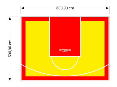 34M2/500X683CM ŻÓŁTO-CZERWONE BOISKO DO KOSZYKÓWKI SPEEDSPORT HEXA POWER PRO