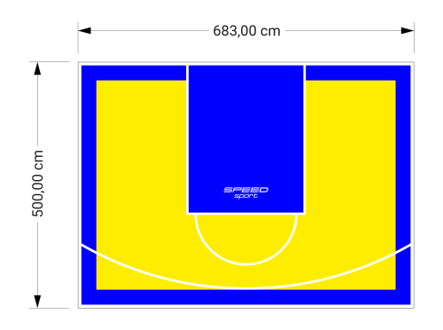 34M2/500X683CM ŻÓŁTO-NIEBIESKIE BOISKO DO KOSZYKÓWKI SPEEDSPORT HEXA POWER PRO