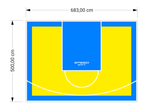 34M2/500X683CM ŻÓŁTO-BŁĘKITNE BOISKO DO KOSZYKÓWKI SPEEDSPORT HEXA POWER PRO